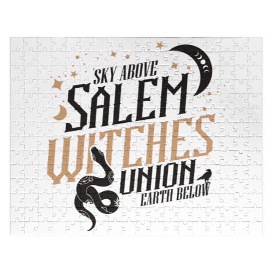 Salem Witches Union Black Jigsaw Puzzles