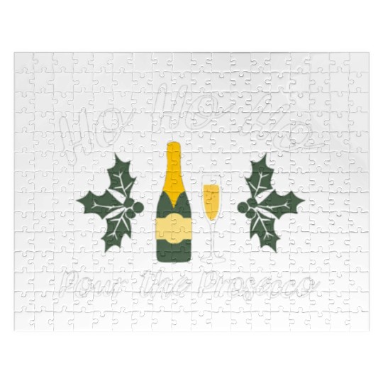 ho ho ho pour prosecco funny christmas wine long s Jigsaw Puzzles