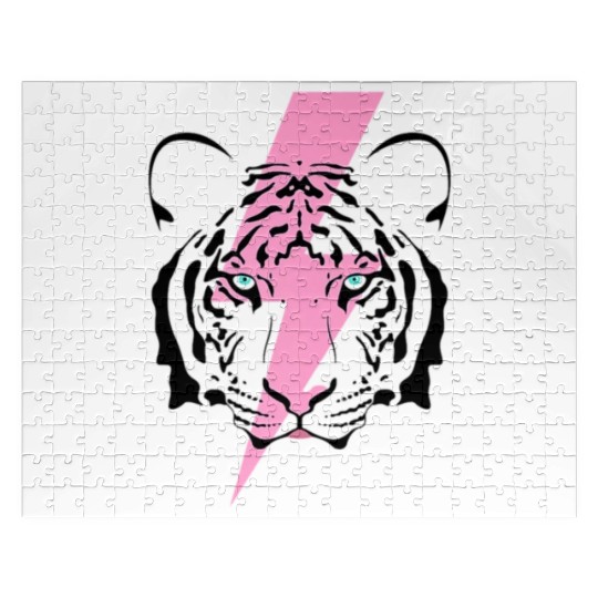tiger and hot pink lightning bolt premium Jigsaw Puzzles