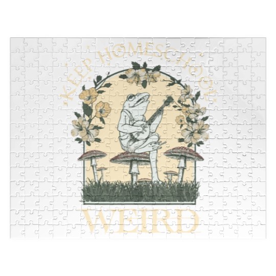 Retro Keep Homeschool Weird Mom Frog Cottagecore Jigsaw Puzzles