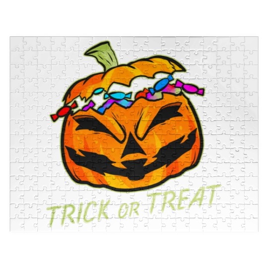 Pumpkin With Sweets Trick Or Treat Halloween Jigsaw Puzzles