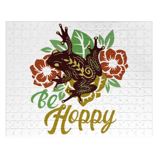Frog Aesthetic Folk Art Of Frog Loving Cute Frog Jigsaw Puzzles