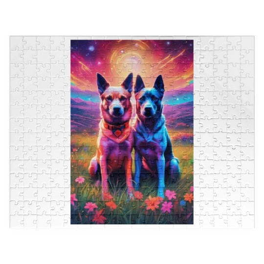 two dogs portrait lushill style artgerm and james Jigsaw Puzzles