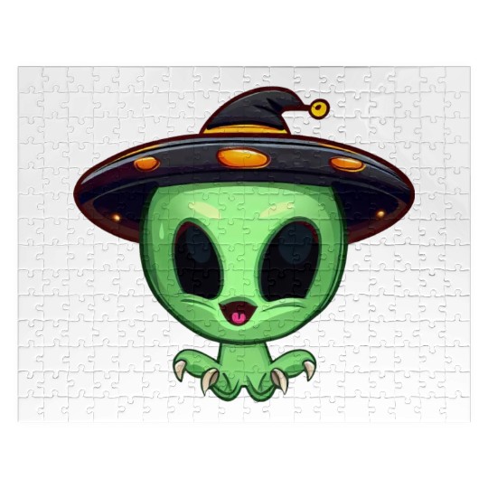 Halloween Alien: The Witch Hat Wearer Jigsaw Puzzles
