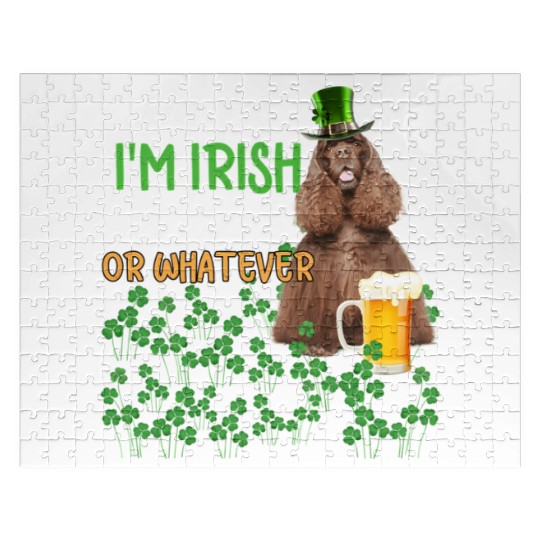American Cocker Spaniel Kiss Me I'm Irish Or Drunk Jigsaw Puzzles