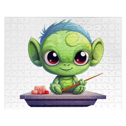 Alien Enjoying Sushi Jigsaw Puzzles