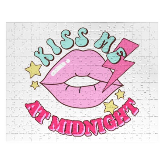 New Years Eve Party Kiss Me At Midnight I Love You Jigsaw Puzzles