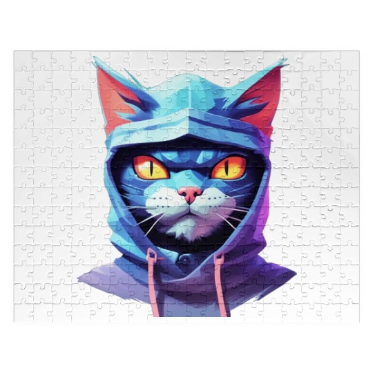 Bold Pastel Prowler: Ninja Cat's Sublime Ferocity Jigsaw Puzzles