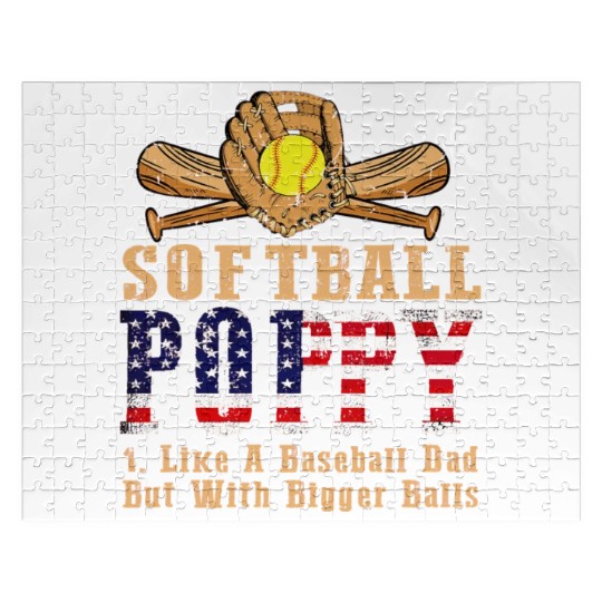 Softball Poppy Like A Baseball Dad Us Flag Fathers Jigsaw Puzzles