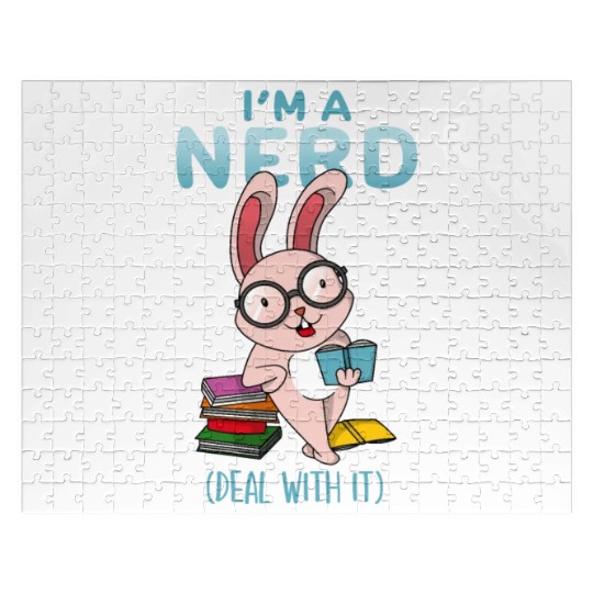 Cute Nerd Bunny Reader Book Lover Jigsaw Puzzles