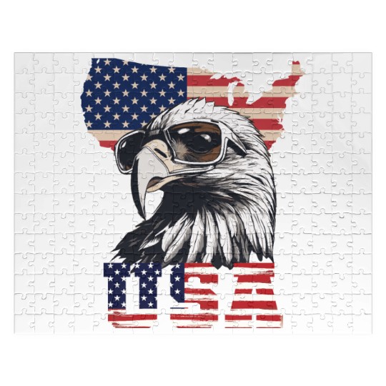 gift idea bald eagle american flag Jigsaw Puzzles