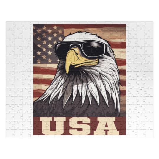 gift idea bald eagle american flag Jigsaw Puzzles
