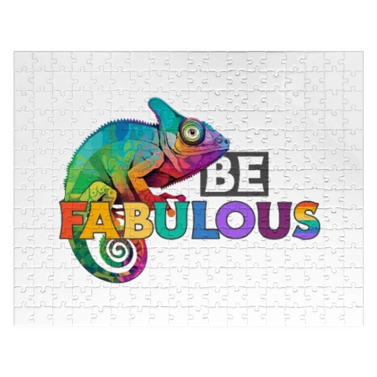Be fabulous! with rainbow colored chameleon Jigsaw Puzzles