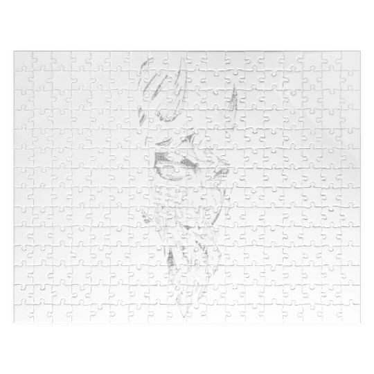 Evil Girl Japanese Cyberpunk Black and White Jigsaw Puzzles