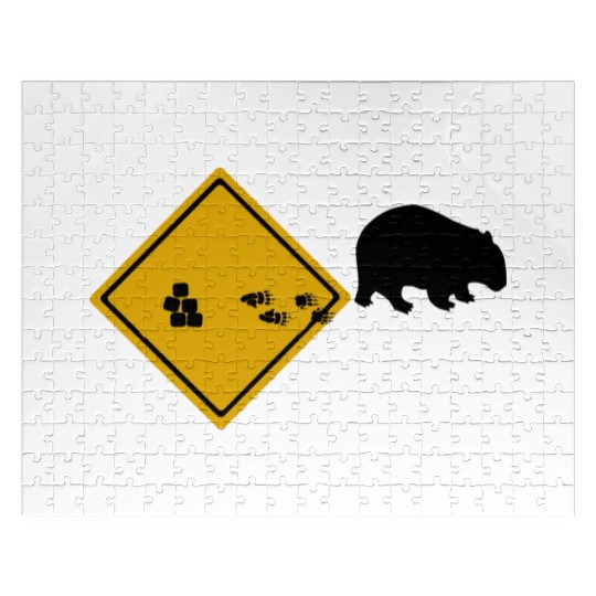 Wombat Poop Cubes Road Sign Jigsaw Puzzles