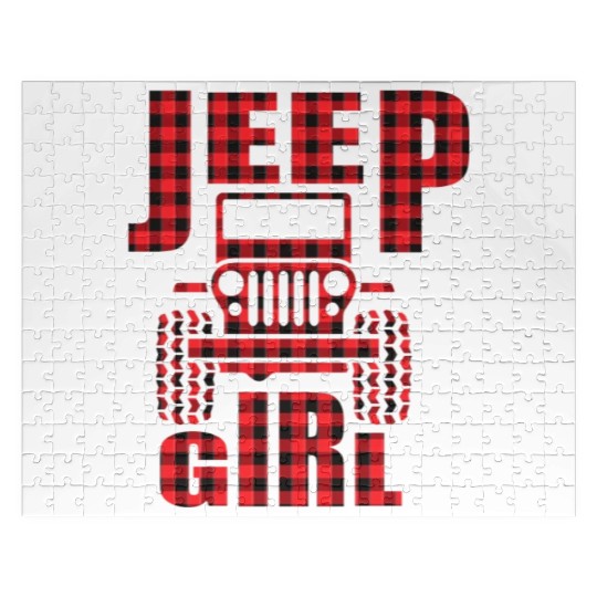 Jeep Girl Jeep Red Plaid Buffalo Jeeps Lover Jigsaw Puzzles
