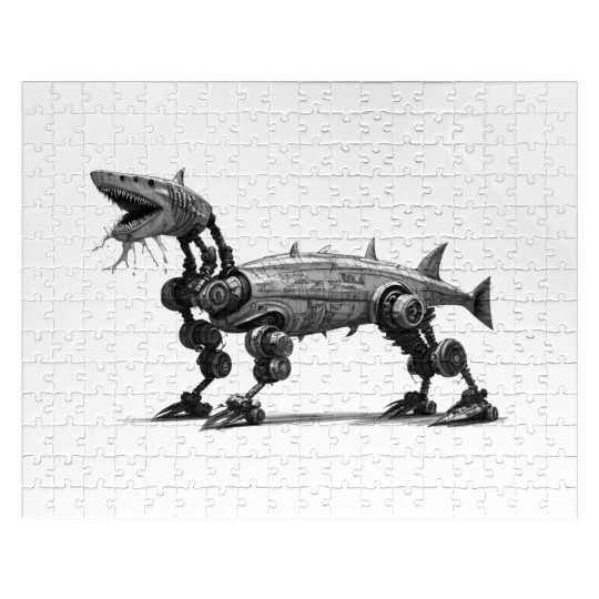 Awesome robot shark made of metal Jigsaw Puzzles