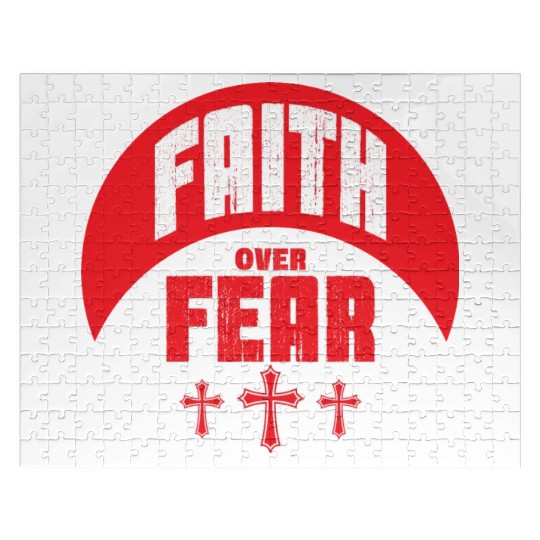 Faith Over Fear Love Jesus Christian Christmas Jigsaw Puzzles