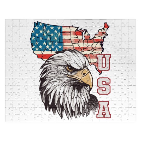 gift idea bald eagle american flag Jigsaw Puzzles