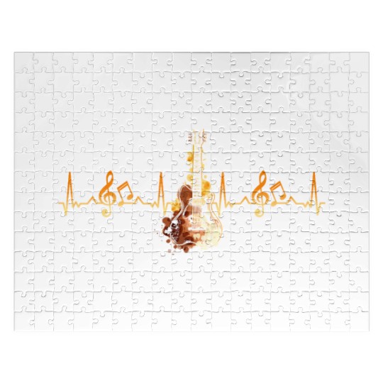 Heart Beat Music Lover Musician Guitarist Guitar Jigsaw Puzzles