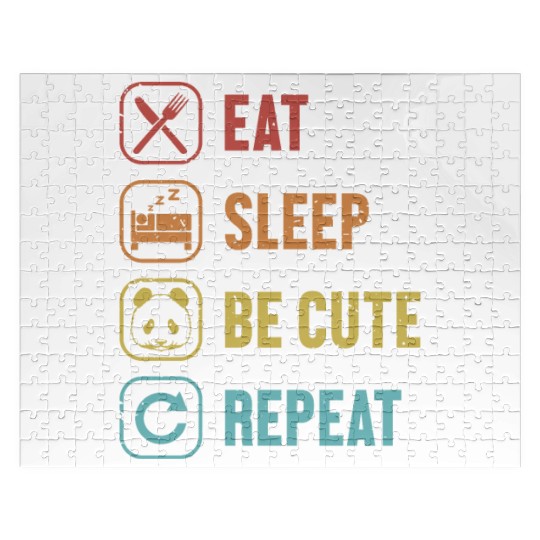 Eat Sleep Be Cute Repeat Panda Bear Friend Lover Jigsaw Puzzles