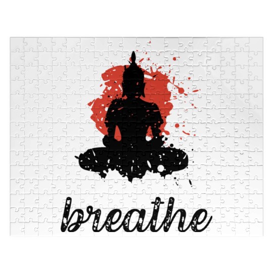Breathe quote Buddha graphic Jigsaw Puzzles