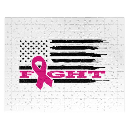 Fight Cancer Us Flag Jigsaw Puzzles
