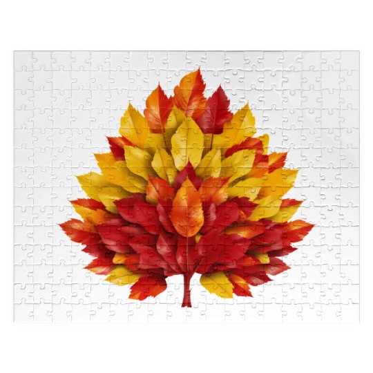 Autumn in Spain: Yellow-Red Leaves Reflecting the Jigsaw Puzzles