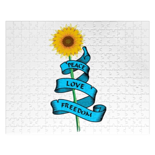 Sunflower Peace love freedom Jigsaw Puzzles