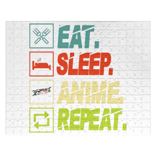 Eat Sleep Anime Repeat Ramen Kawaii Japanese Manga Jigsaw Puzzles