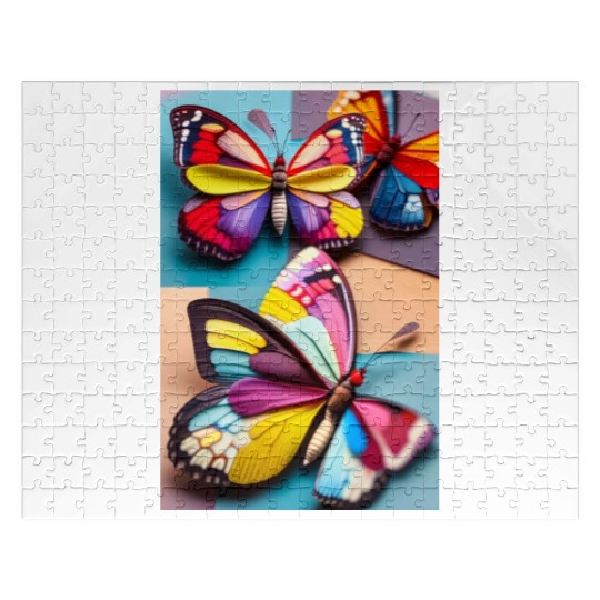 Photo collage of three butterflies made from a spo Jigsaw Puzzles