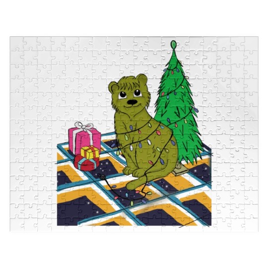 Cat Christmas Light Jigsaw Puzzles Funny Cat Lover