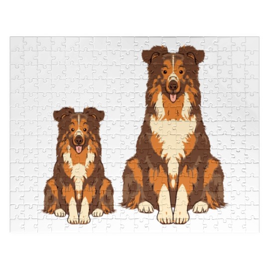 Collie Dog Lover Parent Dad Mom and Son Daughter Jigsaw Puzzles