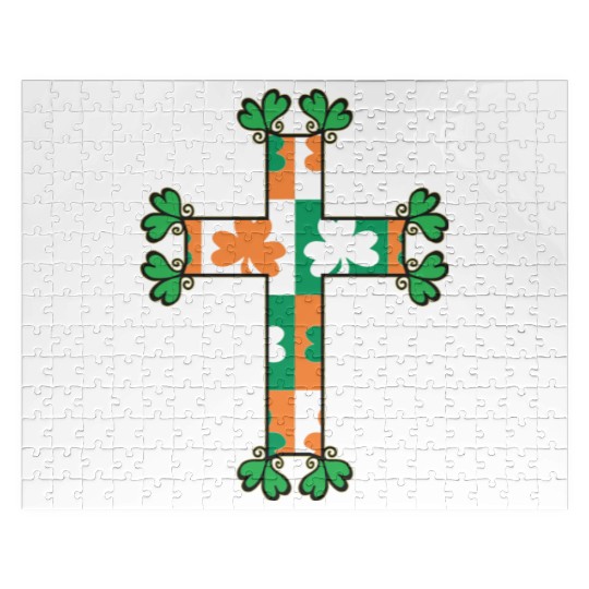 Heart Of The Irish Cross With Clovers Ireland Jigsaw Puzzles