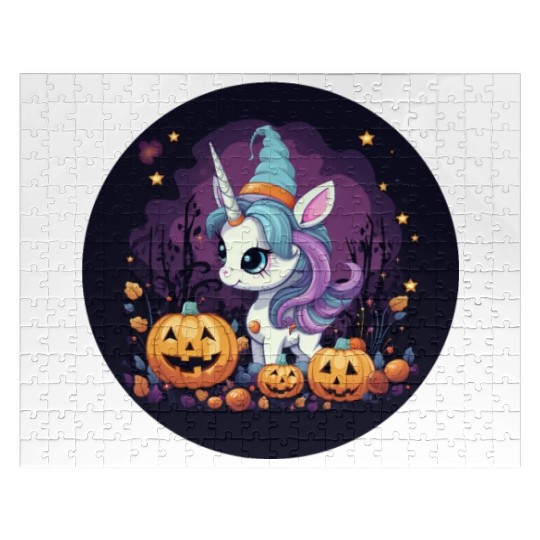 Halloween Unicorn: Midnight Sunset & Witch's Hat Jigsaw Puzzles