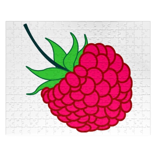 Raspberry red with green leaves Jigsaw Puzzles