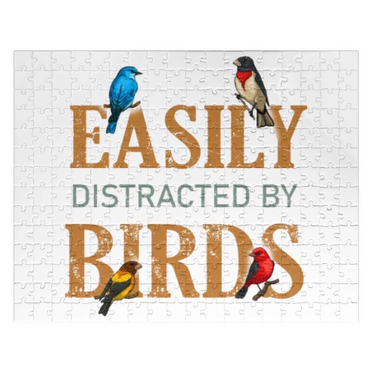 Easily Distracted By Birds Bird Lover Jigsaw Puzzles