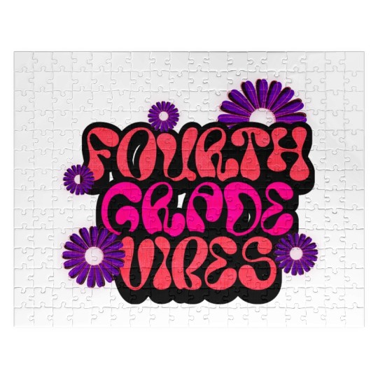 Fourth Grade Vibes for School Guys Neon Colors Flo Jigsaw Puzzles