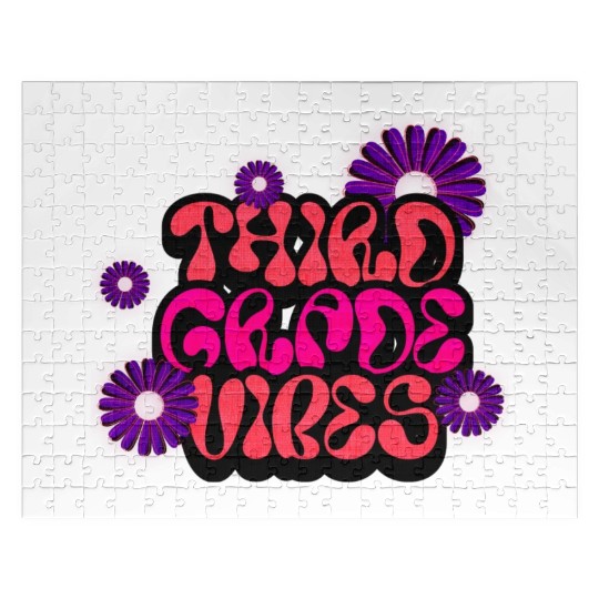 Fourth Grade Vibes for School Guys Neon Colors Jigsaw Puzzles