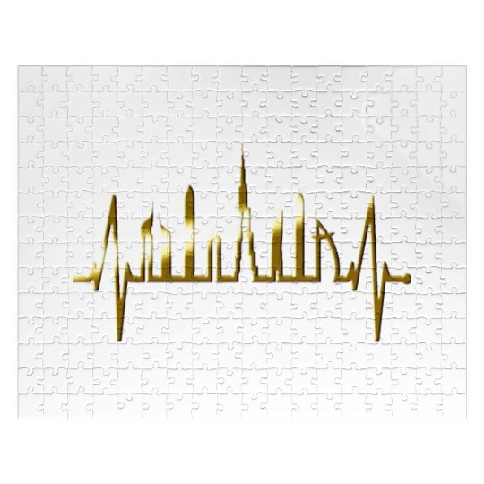 Dubai Skyline Heartbeat Burj Khalifa Silhouette Jigsaw Puzzles