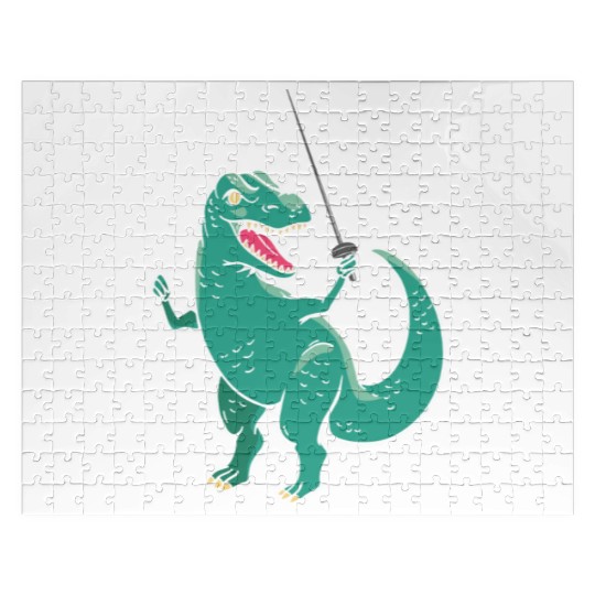 Funny Dinosaur Fencing Humor For A Trex Dino Lover Jigsaw Puzzles