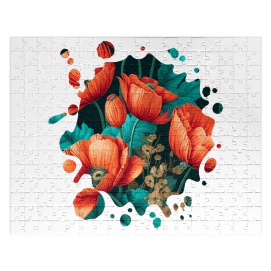 Vintage Poppy Inspired Flower Plant Lover Funny Jigsaw Puzzles
