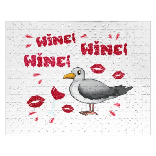 Wine Seagull Bird Lover Shorebird Seagulls Jigsaw Puzzles