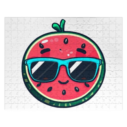 Kawaii Melon with Sunglasses: Summer Fruit Chill Jigsaw Puzzles