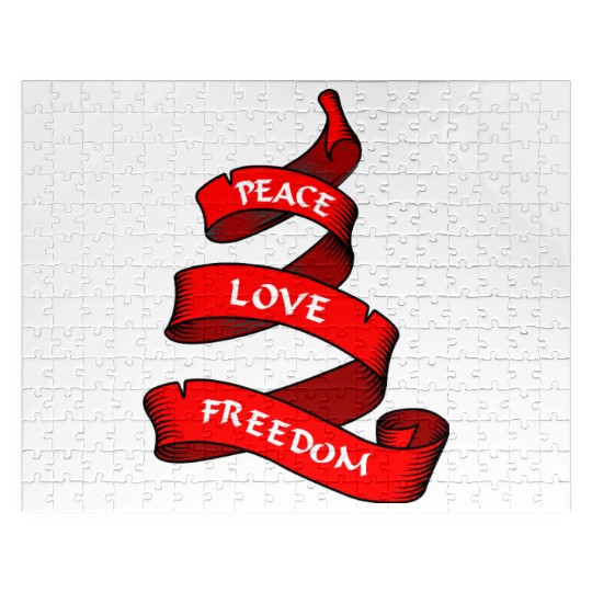Peace love freedom red Jigsaw Puzzles