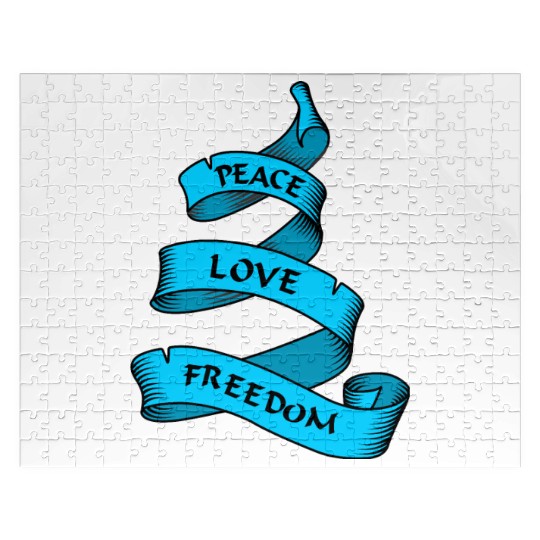 Peace love freedom blue Jigsaw Puzzles