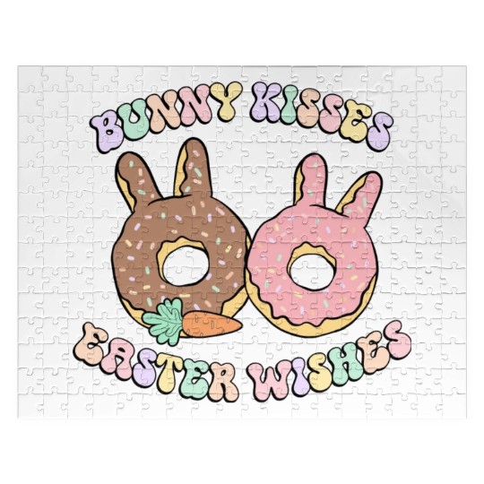 Bunny Kisses Donut Lover Easter Gift Jigsaw Puzzles