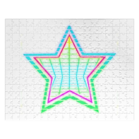 Star neon vintage retro style 90s. Jigsaw Puzzles