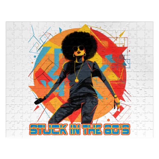 old school hip hops afro girl. Jigsaw Puzzles