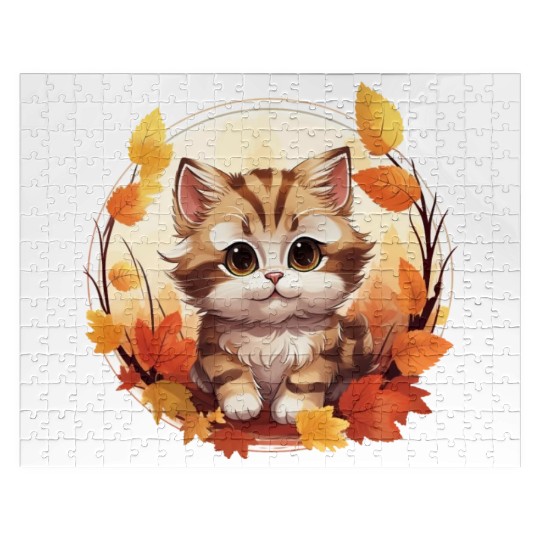 Autumn Cat in Sunset: Sweet Serenity Jigsaw Puzzles